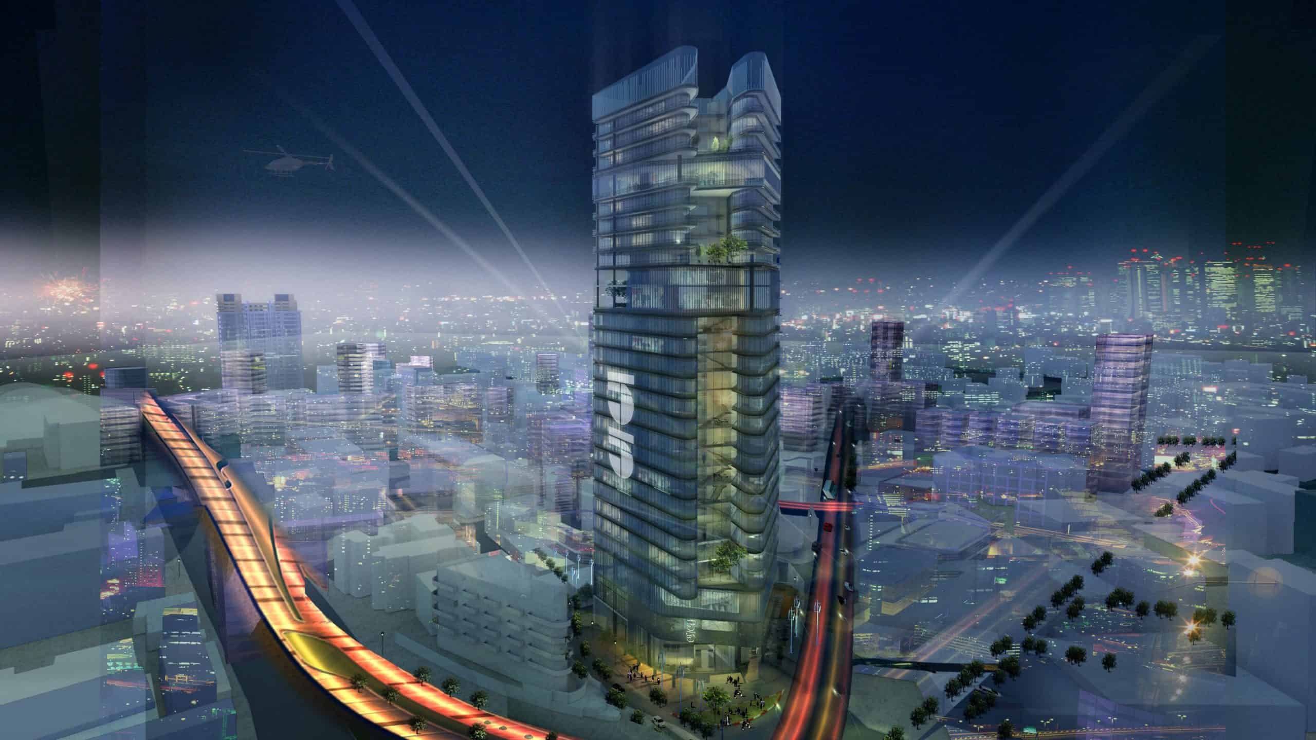 בתמונה - הדמיית הפרויקט עבור מגדל "לבנדה" בתל אביב