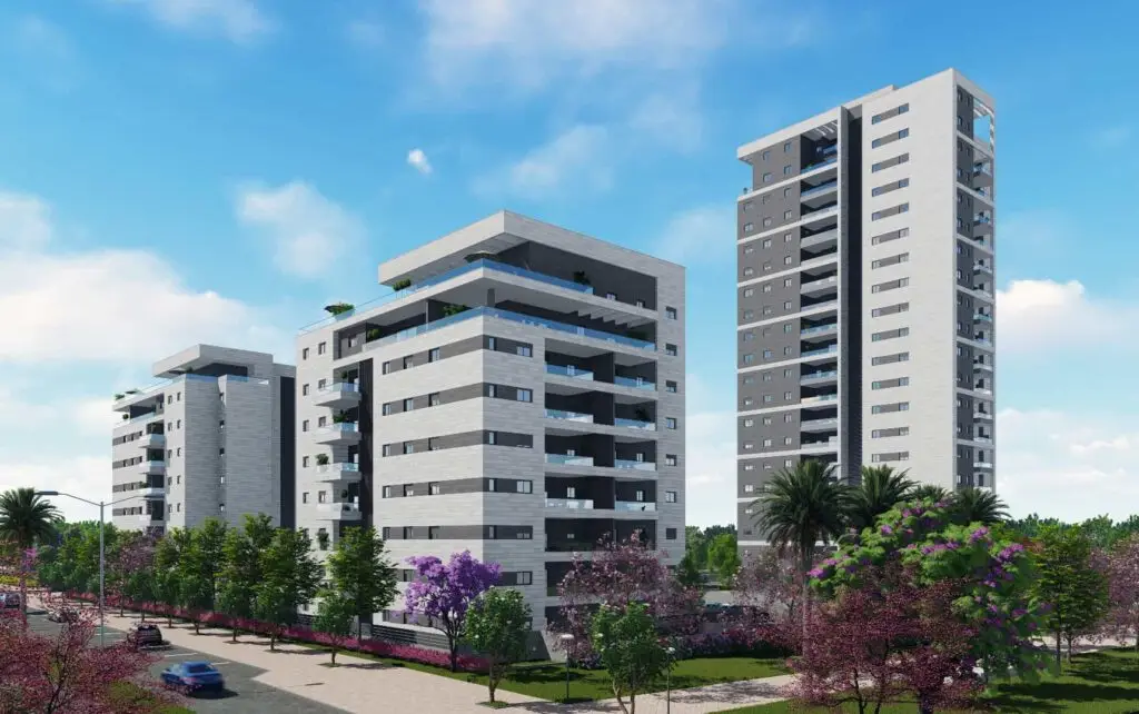 בתמונה צילום המבנים - עבור פרויקט הדירות Unik&More בטירת הכרמל